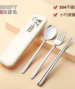 努比環保便攜餐具組 Snoopy史努比便攜餐具組 不鏽鋼環保餐具 304不鏽鋼 防滑紋理 外帶餐具 露營餐具 野餐餐具